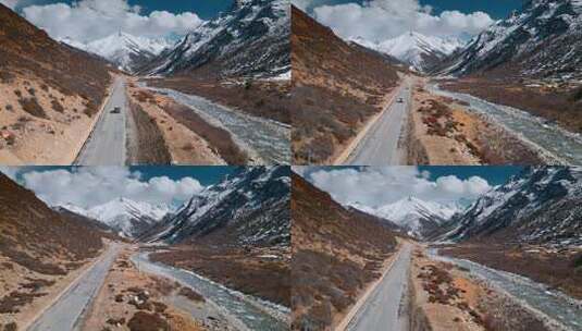 西藏旅游风光318国道江河源头冰雪融水高清在线视频素材下载