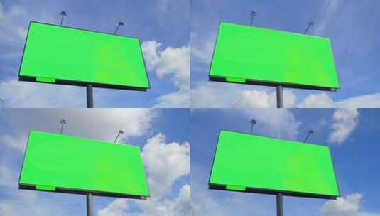 绿色屏幕蓝天白云上的广告牌高清在线视频素材下载