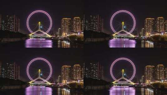 天津之眼8K夜景延时高清在线视频素材下载