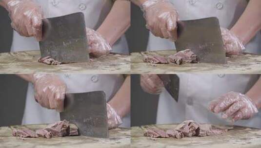 厨师制作广东卤鹅咸鹅切件高清在线视频素材下载