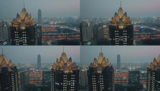 航拍郑州cbd夜景城市夜景繁华都市高清在线视频素材下载