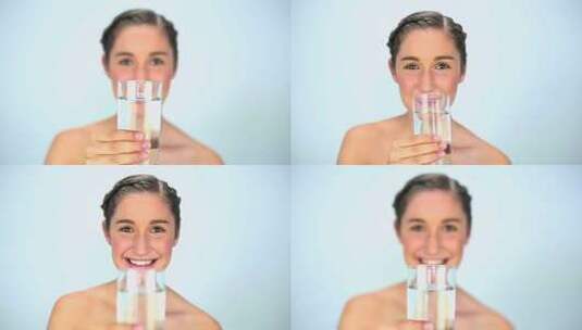 女子喝水高清在线视频素材下载