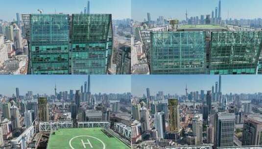 上海北外滩CBD绿地金融广场航拍4K高清在线视频素材下载