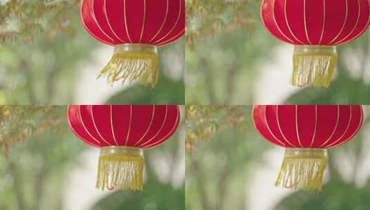 中国元素红灯笼风中摇晃高清在线视频素材下载