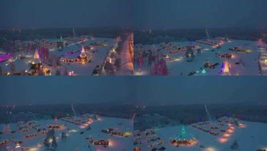 芬兰 罗瓦涅米 圣诞老人村 航拍高清在线视频素材下载