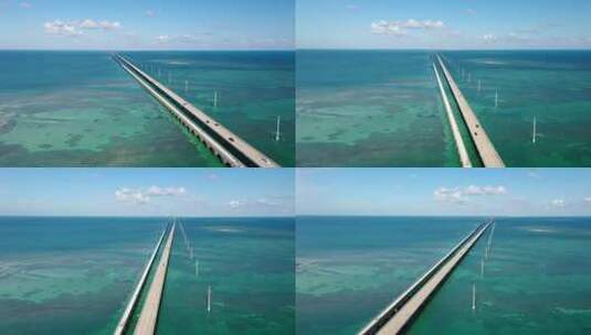 美国佛罗里达群岛七英里桥的鸟瞰图——无人机拍摄高清在线视频素材下载