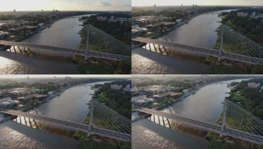 波兰华沙圣十字桥（Swietokrzyski桥）鸟瞰图高清在线视频素材下载