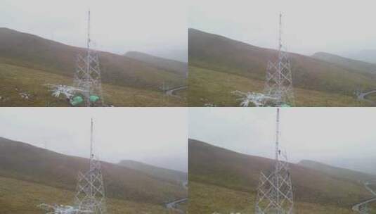 4K青藏高原特高压电力建设立塔施工11高清在线视频素材下载