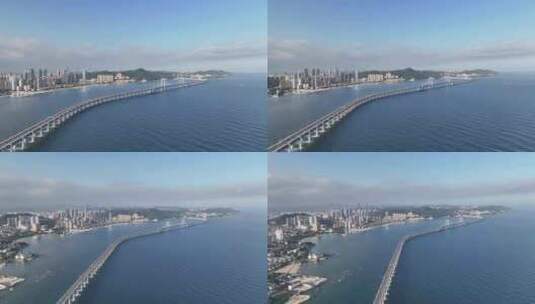 大连航拍 星海湾大桥高清在线视频素材下载