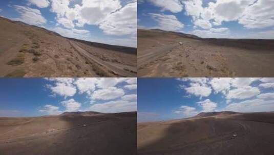 FPV穿越机无人机航拍汽车海岛兰萨罗特岛高清在线视频素材下载