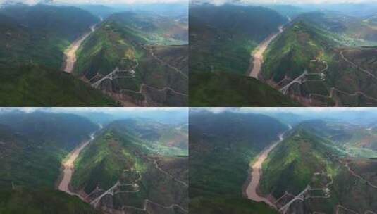 壮丽的澜沧江大峡谷及澜沧江特大桥高清在线视频素材下载