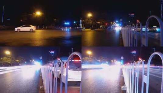 武汉地拍夜晚马路车流延时高清在线视频素材下载