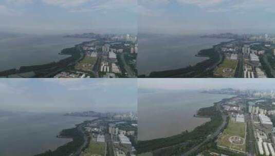 深圳航拍城市沿岸大远景高清在线视频素材下载