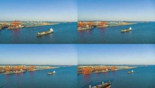 8k广西钦州港港口航拍高清在线视频素材下载