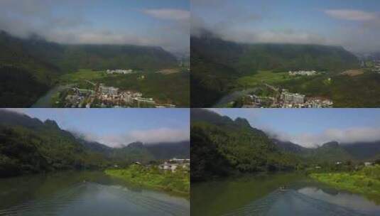 安徽黄山河流航拍视频高清在线视频素材下载
