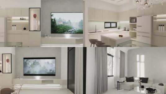 简洁装修  简洁风户型  简洁客厅 三维餐厅高清在线视频素材下载