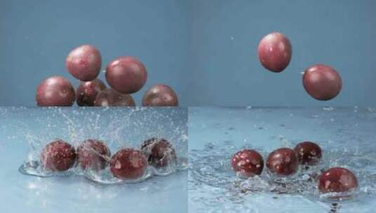 5K-红皮百香果水中碰撞高清在线视频素材下载