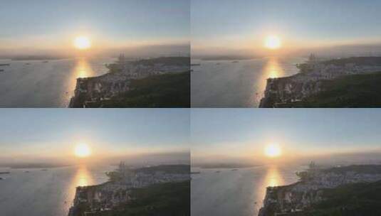 厦门海岸线风光航拍思明区日落阳光夕阳日出高清在线视频素材下载