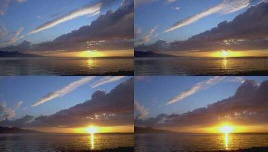 黄色日落海上多云海景高清在线视频素材下载