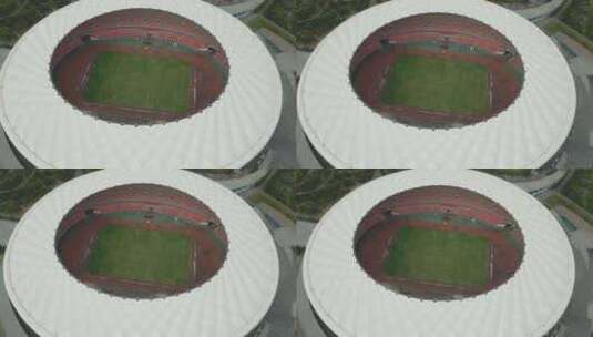 城市风光枣庄市体育中心体育场航拍纪录片段高清在线视频素材下载