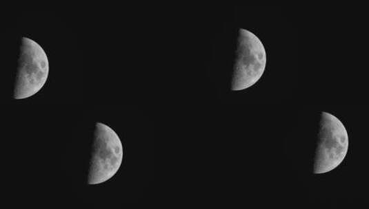 半个月亮农历月球长焦特写延时高清在线视频素材下载