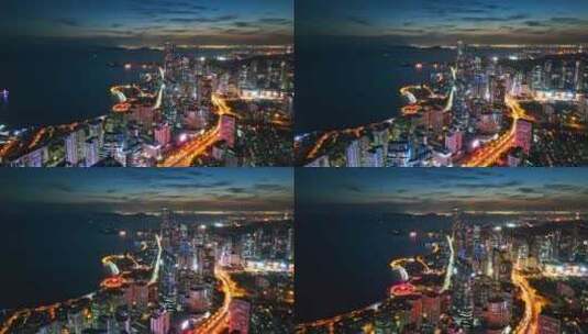 青岛夜景青岛城市夜景航拍高清在线视频素材下载