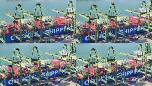 4K天津港码头集装箱物流货运海洋运输高清在线视频素材下载