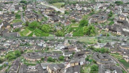 福建土楼(南靖)景区云水谣景区航拍高清在线视频素材下载