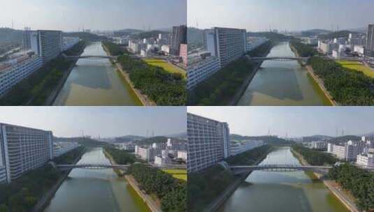 4K航拍深圳茅洲河2高清在线视频素材下载