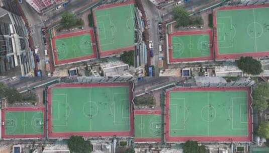 香港西九龙蓝球场俯拍高清在线视频素材下载