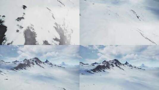 唯美震撼雪山航拍慢慢抬头看向远处的雪山高清在线视频素材下载