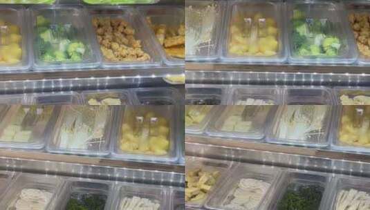 麻辣烫展柜菜品展示4高清在线视频素材下载