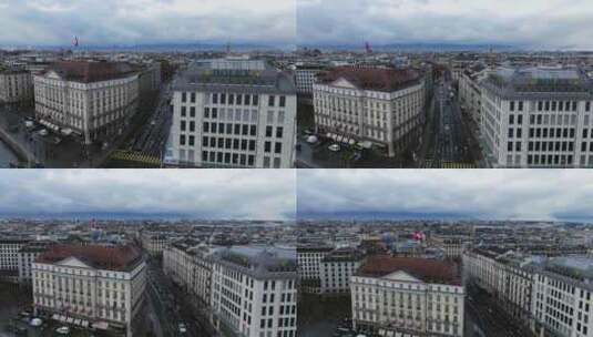 4K航拍欧洲瑞士日内瓦城市高清在线视频素材下载