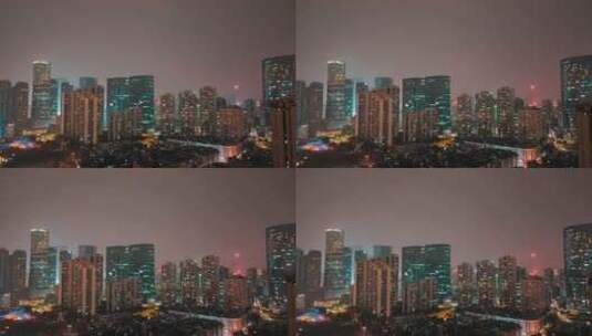 夜晚城市高楼大厦航拍高清在线视频素材下载