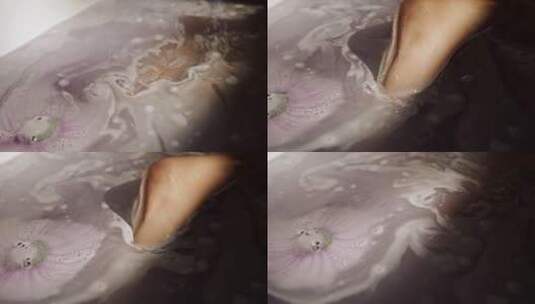 浴缸女性膝盖特写高清在线视频素材下载