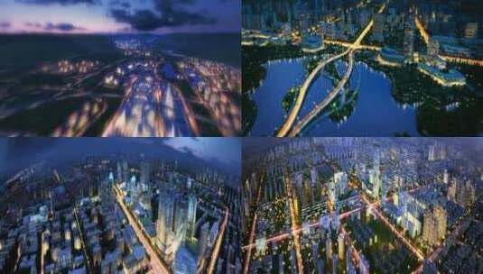 三维城市夜景建筑夜景动画高清在线视频素材下载