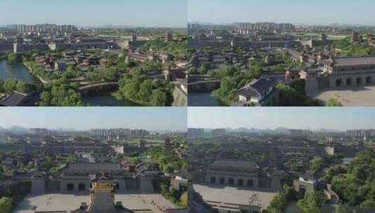 航拍襄阳中国唐城电影基地高清在线视频素材下载