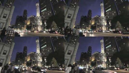 芝加哥城市夜景高清在线视频素材下载