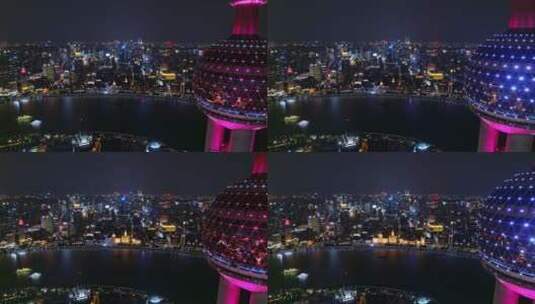 上海航拍外滩灯光秀高清在线视频素材下载