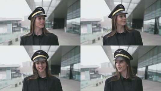 年轻美丽的职业女性飞行员高清在线视频素材下载