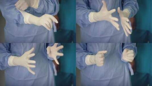 女医生戴手术手套高清在线视频素材下载