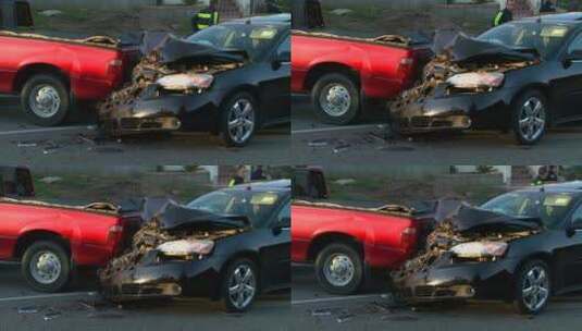 发生车祸后的汽车特写高清在线视频素材下载