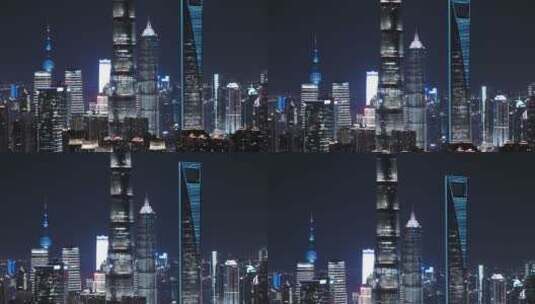 4K夜景航拍全景陆家嘴城市风光18高清在线视频素材下载
