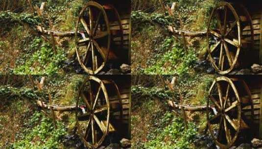 森林里的木制水磨坊高清在线视频素材下载