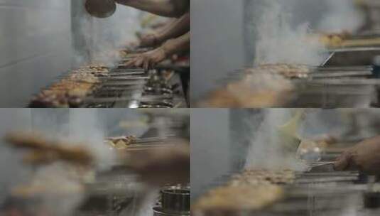 明炉烤串炭火烧烤羊肉串高清在线视频素材下载