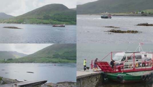 手动转盘渡轮横跨苏格兰西海岸海峡高清在线视频素材下载