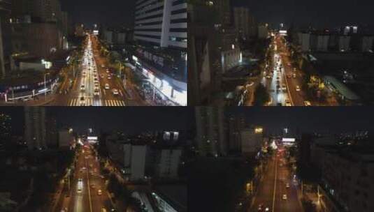 无锡夜景市中心三阳广场4K航拍夜景高清在线视频素材下载