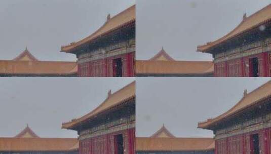 故宫宫殿大雪高清在线视频素材下载