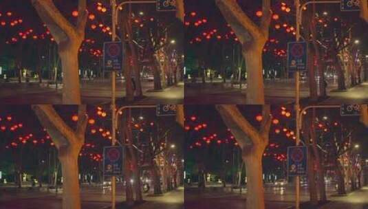 城市街道的红灯笼高清在线视频素材下载