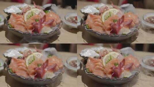 海鲜日式寿司料理镜头特写高清在线视频素材下载